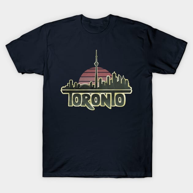 Retro Toronto Skyline T-Shirt by Tanimator